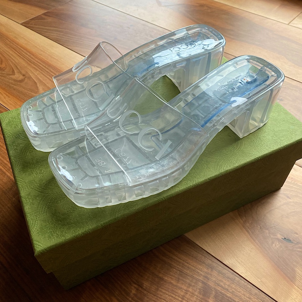 Gucci clear jelly slides